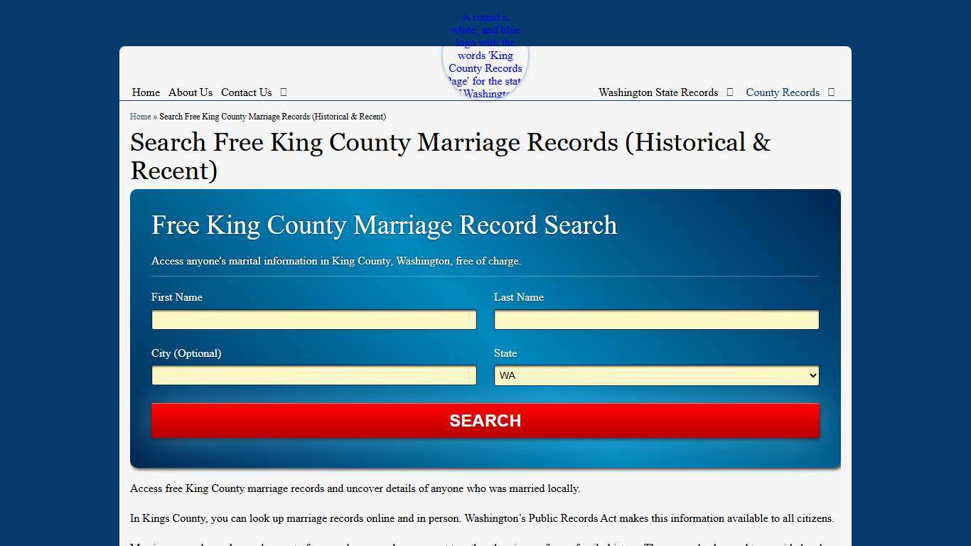 Search Free King County Marriage Records (Historical & Recent)